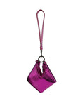 ARTEMIS WRISTLET IN OCTAHEDRON SHAPE METALLIC FUCHSIA LEATHER