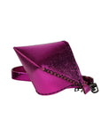 ARTEMIS WRISTLET IN OCTAHEDRON SHAPE METALLIC FUCHSIA LEATHER