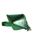 ARTEMIS WRISTLET IN OCTAHEDRON SHAPE METALLIC EMERALD LEATHER