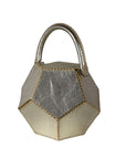 ATEN HANDBAG IN DODECAHEDRON SHAPE METALLIC PLATINUM LEATHER