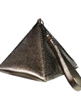 CLEO WRISTLET IN PYRAMID SHAPE METALLIC BRONZE LEATHER
