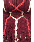 BERNITA ARTISANS-MADE ITALIAN PURE WOOL MACRAME' SCARF IN WINE ORANGE BEIGE
