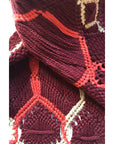 BERNITA ARTISANS-MADE ITALIAN PURE WOOL MACRAME' SCARF IN WINE ORANGE BEIGE